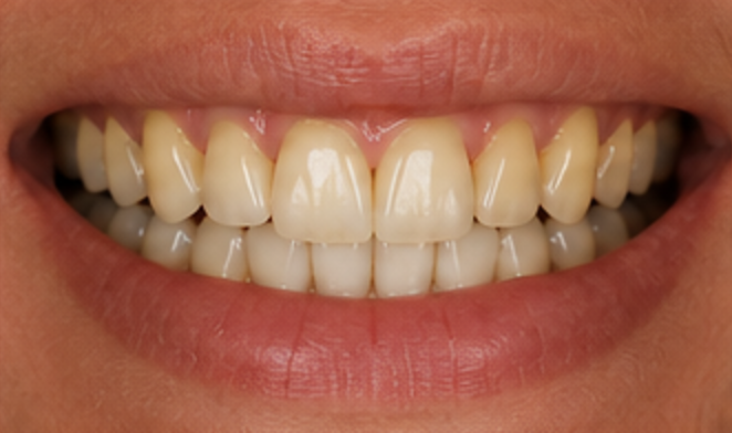 Before professional whitening — actual Aesthetic Edge patient